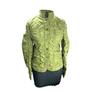Bernadette Conte Womens Olive Green Quilted Button-Up Jacket Size 4